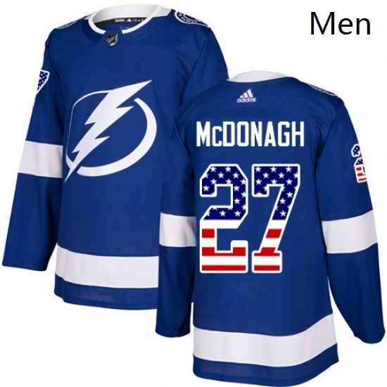Mens Adidas Tampa Bay Lightning 27 Ryan McDonagh Authentic Blue USA Flag Fashion NHL Jersey
